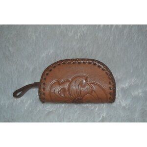 Clifton's Hand Tooled Brown Leather Coin Purse
